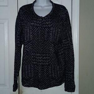 Lucky Brand  navy and gray snap front cardigan  jacket with pockets  Sz XL  NWOT